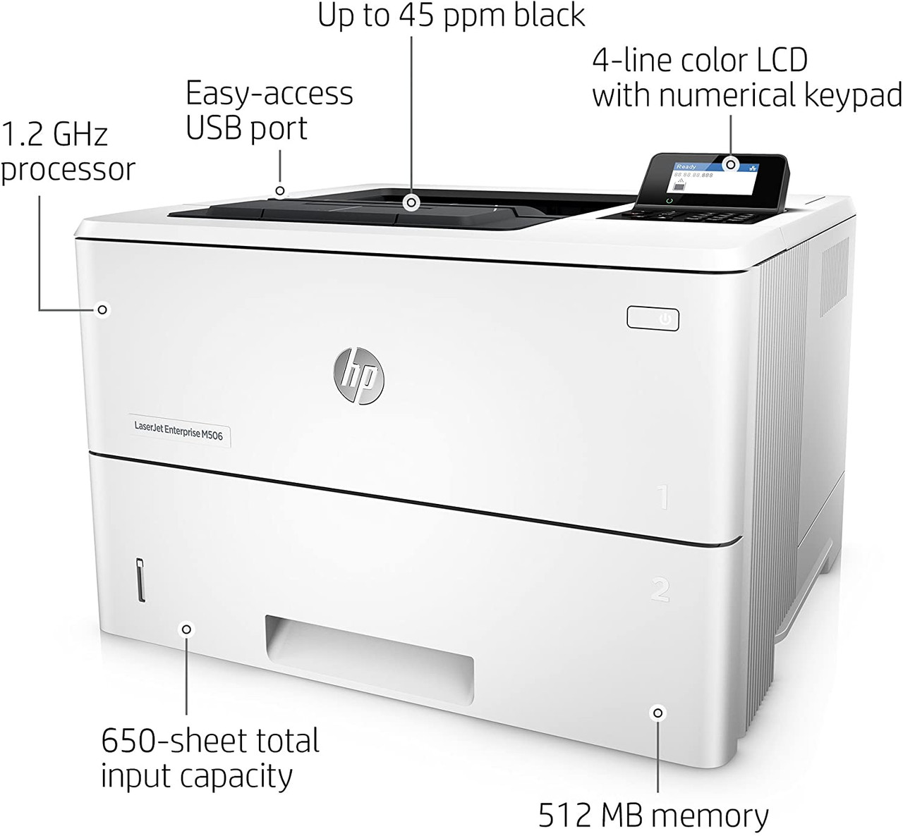 HP LaserJet Enterprise M507x printer — compatible cartridges available